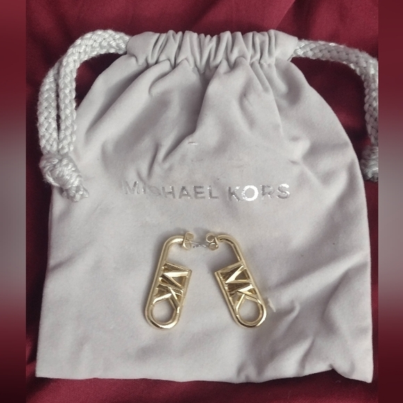 Michael Kors Jewelry - New! Michael Kors precious gold metal plated brass Empire logo earrings
